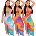 2020 Women's Tie Dye Plus Size Dresses Clothing Straps Sexy Bodycon frock design for ladies Dress Club Night Wear Dresses